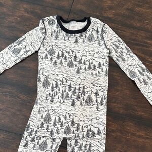Crewcuts kids thermal pajamas. Size 10. Black and white toile/forest pattern.
